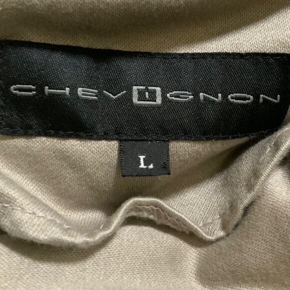 Chevognon Jacket Hoodie Womens Size Large Long Sleeves Pockets Snap Belted Khaki - Picture 9 of 9